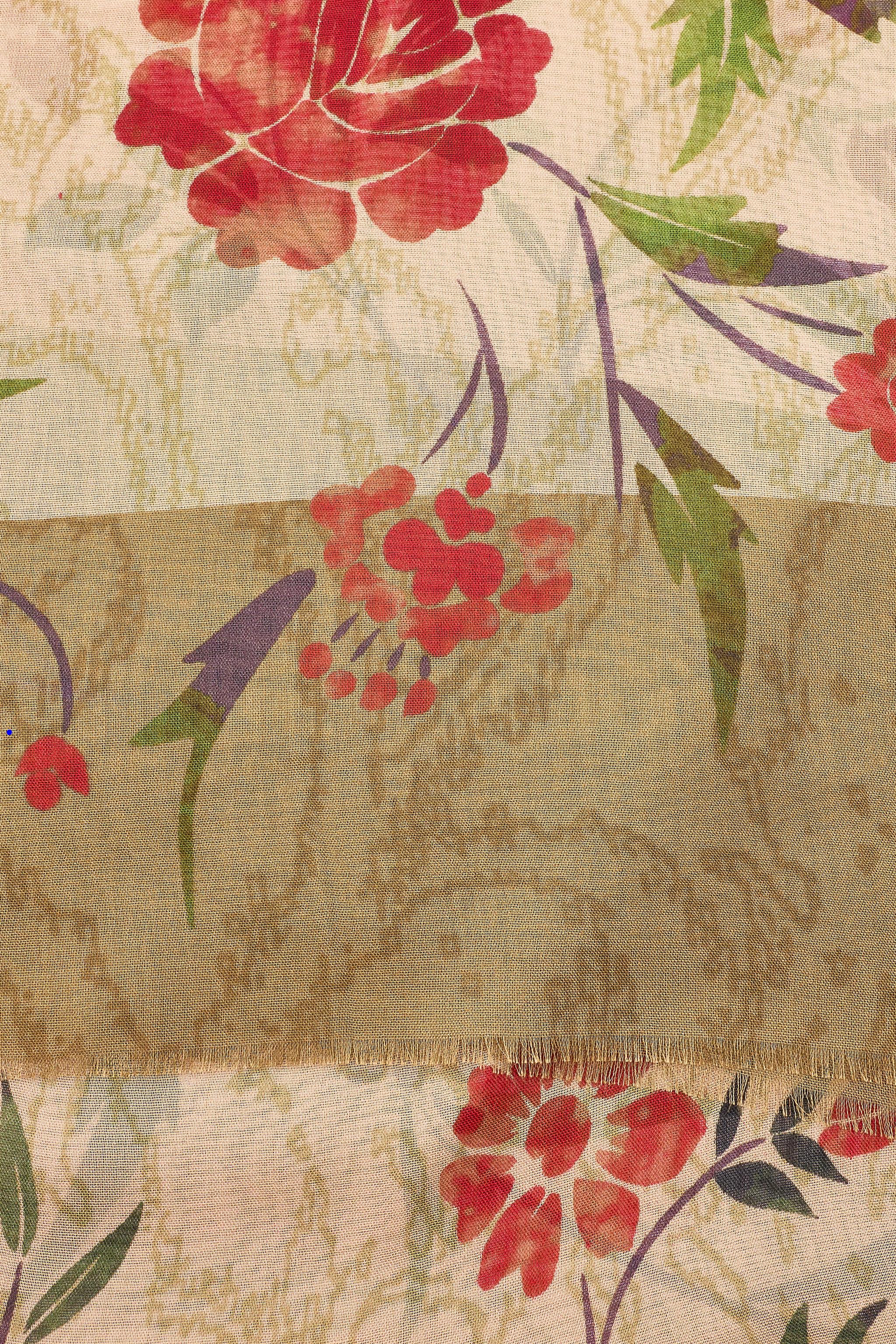 FLORAL PRINT MODAL SILK SCARF